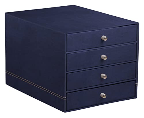 Rhodia 194580C - Schubladenbox mit 4 Laden, 24, 8x32, 7x22, 8 cm, aus Kunstleder, elegant und praktisch, 1 Stück, Nachtblau von Rhodia