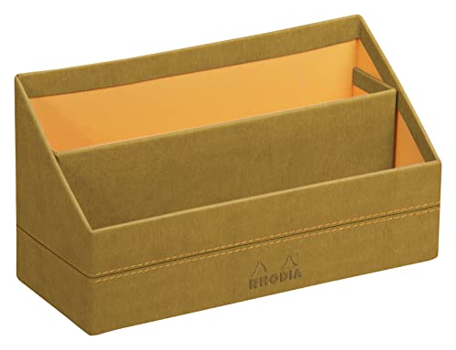Rhodia 194599C - Briefablage 25x10x14cm, aus Kunstleder, elegant und praktisch, 1 Stück, Gold von Rhodia
