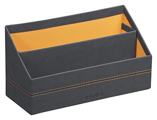 Rhodia 194602C - Briefablage 25x10x14cm, aus Kunstleder, elegant und praktisch, 1 Stück, Titanium von Rhodia