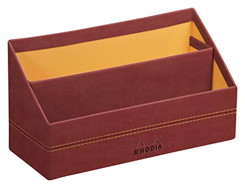 Rhodia 194604C - Briefablage 25x10x14cm, aus Kunstleder, elegant und praktisch, 1 Stück, Nacarat Rot von Rhodia