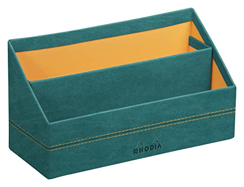 Rhodia 194610C - Briefablage 25x10x14cm, aus Kunstleder, elegant und praktisch, 1 Stück, Pfaugrün von Rhodia