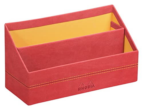 Rhodia 194614C - Briefablage 25x10x14cm, aus Kunstleder, elegant und praktisch, 1 Stück, Korallenrot von Rhodia