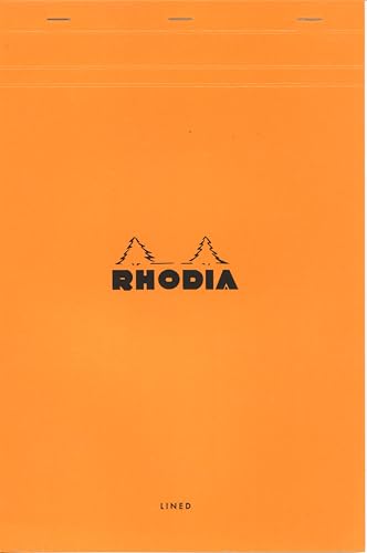 Rhodia 19600C - Notizblock N°19 (DIN A4+, 21 x 31,8 cm, mikroperforiert, liniert mit Rand, 80 Blatt) 1 Stück orange von Rhodia