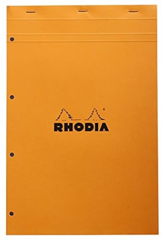 Rhodia 20200C - Notizblock (kariert, DIN A4, 21 x 29,7 cm, mikroperforiert, 80 Blatt) 1 Stück orange von Rhodia