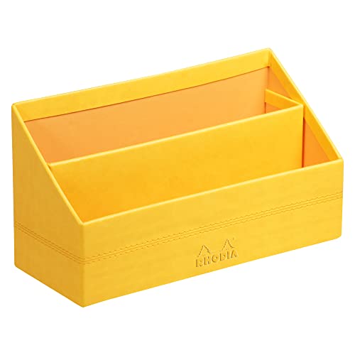 Rhodia 318946C Briefablage (10 x 25 x 31 cm, ideal für Ihre Organisation, Kunstleder, elegant, praktisch) 1 Stück, gelb von Rhodia