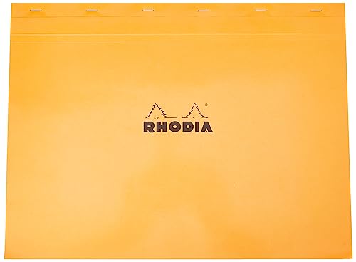 Rhodia 38200C Notizblock (DIN A3+, 42 x 31,80 cm, mikroperforiert, kariert, 80 Blatt) 1 Stück orange von Rhodia