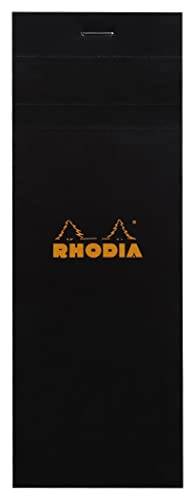 Rhodia 82009C - Packung mit 10 Notizblöcken Einkaufsblock No.8 7,4x21cm 80 Blätter kariert 80g, Schwarz, 1 Pack von Rhodia