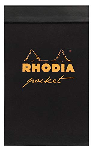 Rhodia 8220C - Schreibbblock / Notizblock Kleinformat 7,5x12cm kariert 40 Blatt 80g, abtrennbar und mikroperforiert, Einband aus kaschiertem Karton, farbig sortiert (Schwarz oder Orange) 1 Stück von Rhodia