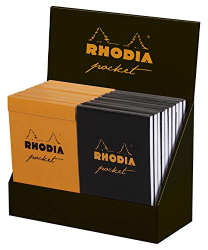 Rhodia 8220C - Packung mit 20 Notizblöcken Display Block Pocket 7,5x12cm kariert 40Bl 80g sortiert, farbig sortiert, 1 Pack von Rhodia
