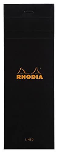 Rhodia 86009C - Packung mit 10 Notizblöcken Einkaufsblock No.8 7,4x21cm 80 Blätter liniert 80g, Schwarz, 1 Pack von Rhodia