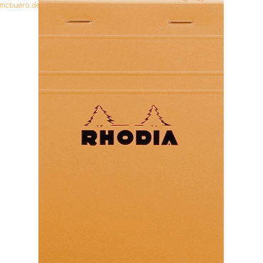 Rhodia Notizblock Nr. 13 A6 10,5x14,8cm 80 Blatt 80g kariert orange von Rhodia