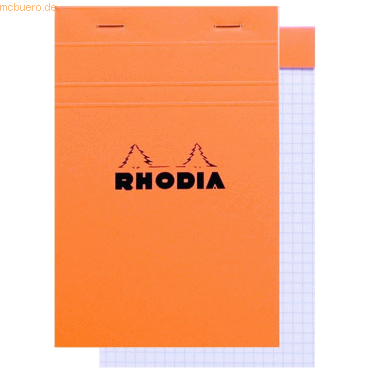 Rhodia Notizblock Nr. 14 11x17cm 80 Blatt 80g kariert orange von Rhodia
