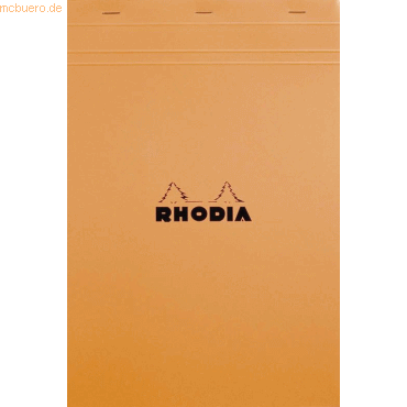 Rhodia Notizblock Nr. 18 A4 21x29,7cm 80 Blatt 80g kariert orange von Rhodia