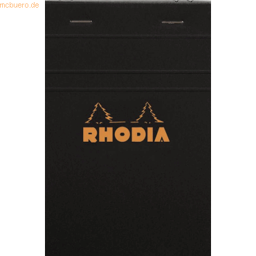 Rhodia Notizblock Rhodia Nr. 14 11x17cm kariert 80 Blatt schwarz von Rhodia