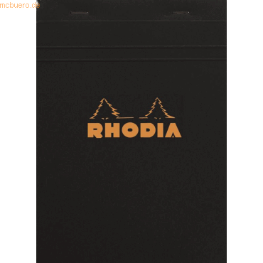 Rhodia Notizblock Rhodia Nr. 16 A5 kariert 80 Blatt schwarz von Rhodia