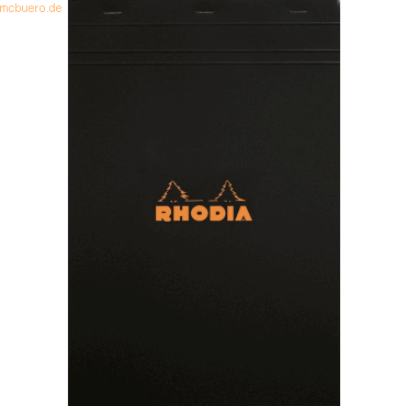 Rhodia Notizblock Rhodia Nr. 19 A4+ kariert 80 Blatt schwarz von Rhodia