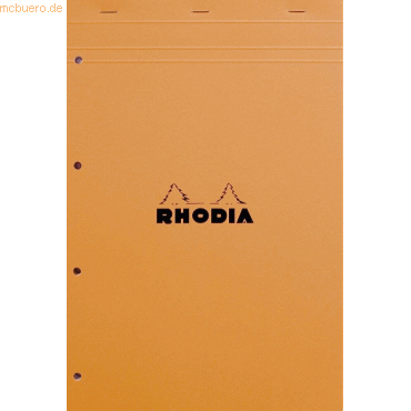 Rhodia Notizblock Rhodia Nr. 20 A4+ kariert 80 Blatt gelocht orange von Rhodia