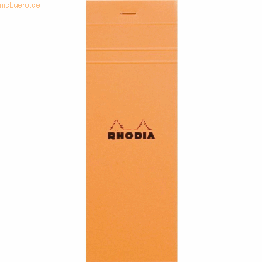 Rhodia Notizblock Rhodia Nr. 8 7,4x21cm kariert 80 Blatt orange von Rhodia