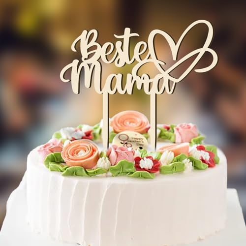 Cake Topper Holz - Beste Mama, Kuchenstecker Stecker, Muttertag Kuchen Topper, Tortendeko für Mama Geschenkideen Cake Topper Holz - Beste Mama, Kuchenstecker Stecker, Muttertag Kuchen Topper, Tortendeko für Mama Geschenkideen von Rhsemi
