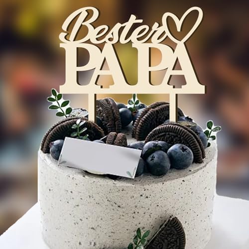 Cake Topper Holz - Bester Papa, Vatertag Kuchen Topper, Kuchenstecker Stecker, für Papa Geschenkideen von Rhsemi
