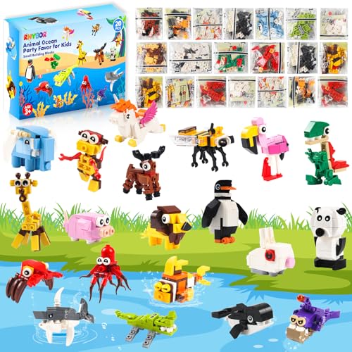 Rhybor Party Bag Füller für Kinder, 654 Teile Zoo Abenteuer Bausteine mit 20 Realistischen Tierthemen – Pädagogisches STEM Spielzeug für Kinder ab 5 Jahren, ideal für Ostern und Geburtstagsgeschenke von Rhybor