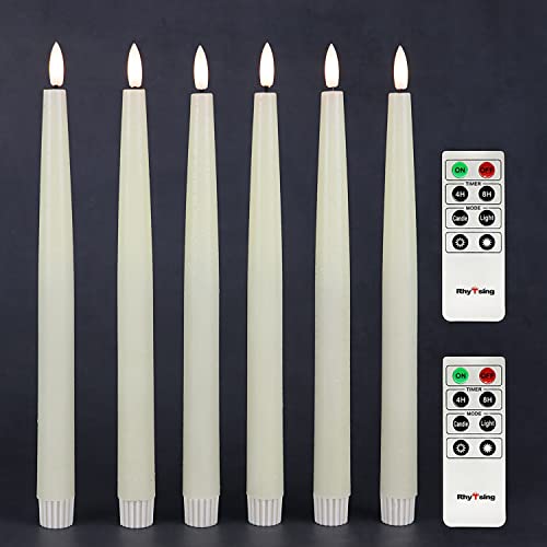 Rhytsing 6 flammenlose LED Stabkerzen Tafelkerzen Natürliche Wachsfarbe mit Timer Funktion, Höhe je 29cm, Leuchterkerzen mit warmweißes Licht, 2 Fernbedienung enthalten Rhytsing 6 flammenlose LED Stabkerzen Tafelkerzen Natürliche Wachsfarbe mit Timer Funktion, Höhe je 29cm, Leuchterkerzen mit warmweißes Licht, 2 Fernbedienung enthalten von Rhytsing