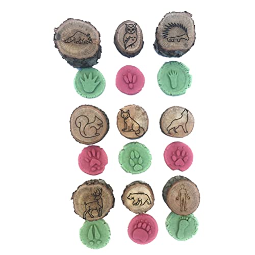 9 Pack Animal Tracks Spieltuchmarken, Holzpfoten Druckstempel für Naturexplorationen, Bauernhof, Dschungel und Waldtiere, Spaß für den Spieldough Spaß (RiToEasysportsg5nmhq0s43-02) von RiToEasysports