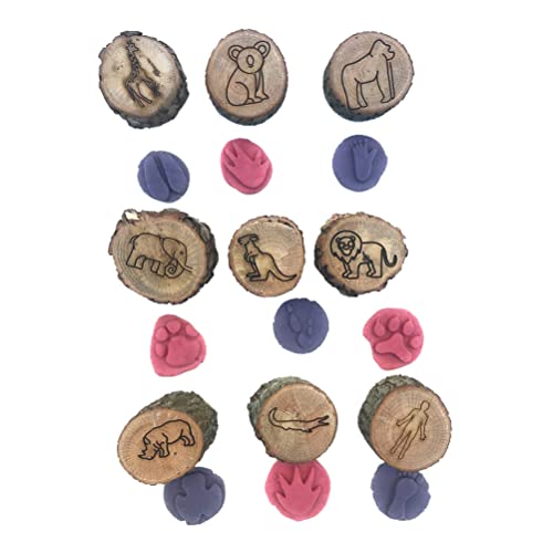 9 Pack Animal Tracks Spieltuchmarken, Holzpfoten Druckstempel für Naturexplorationen, Bauernhof, Dschungel und Waldtiere, Spaß für den Spieldough Spaß (RiToEasysportsg5nmhq0s43-03) von RiToEasysports