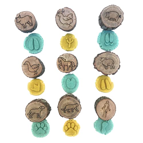 9 Pack Animal Tracks Spieltuchmarken, Holzpfoten Druckstempel für Naturexplorationen, Bauernhof, Dschungel und Waldtiere, Spaß für den Spieldough Spaß (RiToEasysportsg5nmhq0s43-04) von RiToEasysports