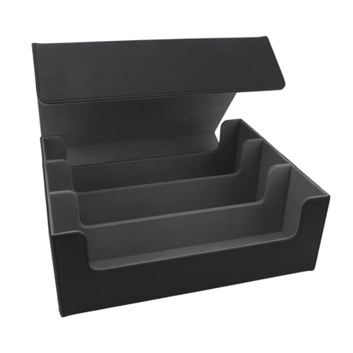 RiToEasysports Kartendeckbox, 3 Zeilen Großer Kapazitätskartendeckspeicher Hülle Magnetverschluss PU Leder Divider Kartendeckbox für Einfache Sortierung und Lagerung für (Schwarze Hülle mit von RiToEasysports