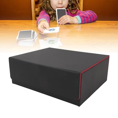 RiToEasysports Kartendeckbox, 3 Zeilen Großer Kapazitätskartendeckspeicher Hülle Magnetverschluss PU Leder Divider Kartendeckbox für Einfache Sortierung und Lagerung für (Schwarze Hülle mit von RiToEasysports
