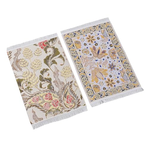 RiToEasysports Miniaturpuppenhaus-Teppich, 2pcs 1:12 Samtenteppiche mit Zarten Blumenmustern, Premium-Weich-Samtstoff, Lebendige und Verblassende Farben für Dollhouse Wohnzimmer Schlafzimmerdekor, von RiToEasysports
