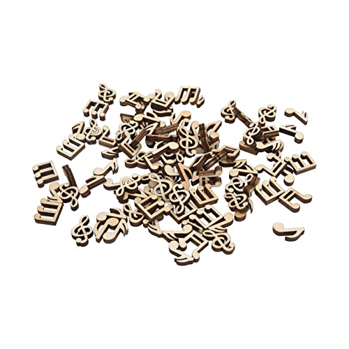 RiToEasysports Musikalische Note Holzstücke Mini -Vintage -Ornamente für DIY Handwerk 100pcs Langlebig Unvollendete Robuste für Urlaubsschmuck von RiToEasysports