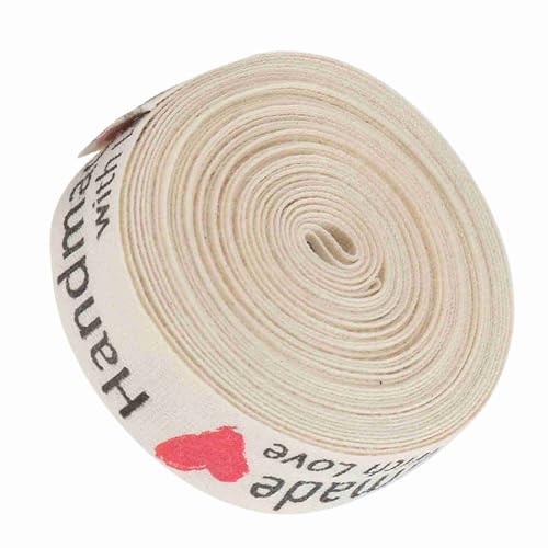 RiToEasysports Natürliche Baumwollhandschriften Ribbon 1,5 Cm für Geschenkverpackungen, Ideal für Hochzeits- und Partydekoration (handgefertigtes rotes Herz) von RiToEasysports