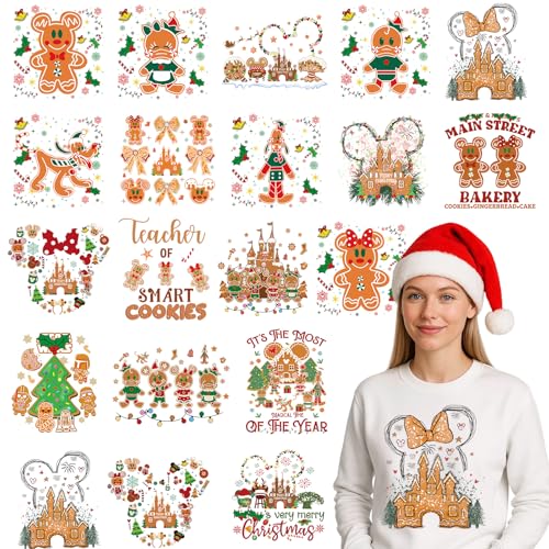 RiVolTa Weihnachts-Bügelbilder – 20 Blatt Maus Lebkuchenschloss DTF Ready to Press Heat Patches Lustige Xmas Cookies Aufkleber Vinyl Decals T-Shirts Kleidung Hoodies Kissen DIY Handwerk Dekorationen RiVolTa Weihnachts-Bügelbilder – 20 Blatt Maus Lebkuchenschloss DTF Ready to Press Heat Patches Lustige Xmas Cookies Aufkleber Vinyl Decals T-Shirts Kleidung Hoodies Kissen DIY Handwerk Dekorationen von RiVolTa