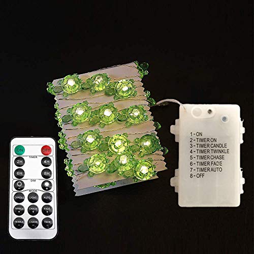 Riaxuebiy 4m 40 LED Grüne Schildkröte Fee Lichterketten Wasserdichte Batteriebetrieben 8 Modi mit Fernbedienung Timer für Hochzeitsfeier Festival Innen Draussen (Grüne Schildkröte, Batterie) von Riaxuebiy