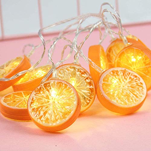 Riaxuebiy LED Simulation Frucht Orange Zitrone Scheiben Lichterketten Girlande Zitrone Fee Nachtlichter Kranz Hängelampe Batterie Powered for Home Hochzeit Party Garten Dekoration (Orange, 3m/20LED) von Riaxuebiy