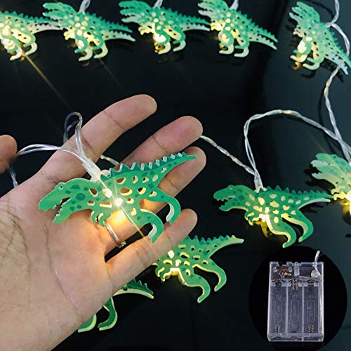 Nette Metall Dinosaurier-Lichterketten, Tier-Thema dekorative 20 LEDs Batterie & USB-betriebenes Lichterketten für Hochzeit Geburtstag Weihnachten Kinderzimmer Ornament (Dinosaurier, Batterie) von Riaxuebiy