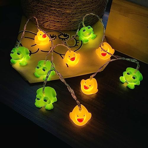 Niedliche Frosch und Ente Form Lichterketten Nachtlicht Batteriebetriebenes für Halloween Weihnachten Thanksgiving Home Party Kinder Schlafzimmer Dekoration (1.65M/10LED) von Riaxuebiy