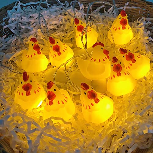 Niedliche Tierform Henne Lichterketten Batteriebetriebenes Küken Nachtlicht für Indoor Outdoor Halloween Weihnachten Thanksgiving Home Party Kinder Schlafzimmer Dekoration (1.65m/10led, Henne) von Riaxuebiy