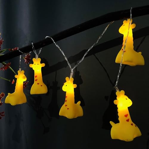 Riaxuebiy Niedliche Tierform LED Lichterketten Batteriebetriebenes Nachtlicht für Indoor Outdoor Halloween Weihnachten Thanksgiving Home Party Kinder Kinder Schlafzimmer Dekoration (Giraffe) von Riaxuebiy
