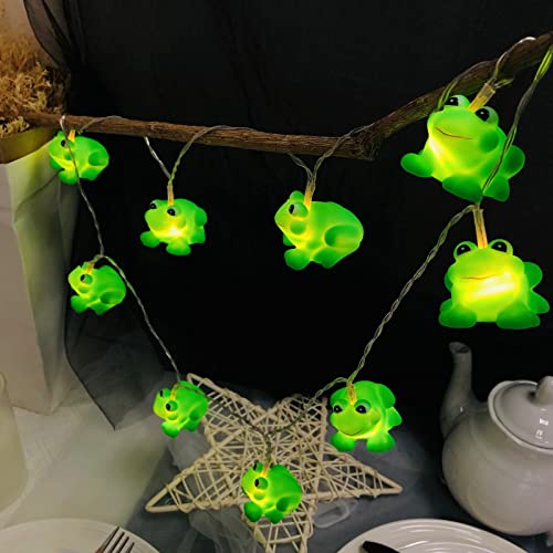 Riaxuebiy 1,65 m 10 LED Kinderzimmer Niedliches Tier Frosch Lichterketten Batteriebetrieben mit Timer für Frosch Party, Kindergeburtstag,Weihnachten (Kleiner Frosch) von Riaxuebiy