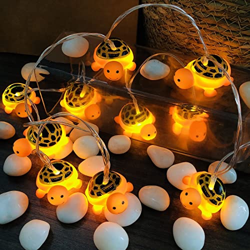 Riaxuebiy 1.65 m 10 LED Schildkröten-Lichterkette, batteriebetrieben, Schildkröte, Tierform, dekorative Fee, Lampe, Atmosphäre, Dekoration für Party, Halloween, Hochzeit (Meeresschildkröte) von Riaxuebiy