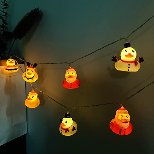 Riaxuebiy 3 m 20 LED Ente Lichterketten Ente Nachtlicht Batteriebetriebenes Ente Deko Lampe für Kindergeburtstag Kinderzimmer Party Camping (Weihnachtsente) von Riaxuebiy