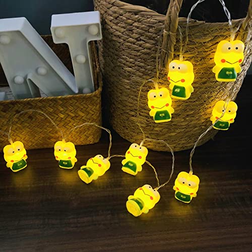 Riaxuebiy Kinderzimmer, Frosch, Lichterkette, 10 LEDs, Weihnachten, dekorativ, Licht für Kinder, Nachtlichter für Schule, Garten, Kinderzimmer, Ostern (1,65 m/10 LEDs, Prinzessin Frosch) von Riaxuebiy