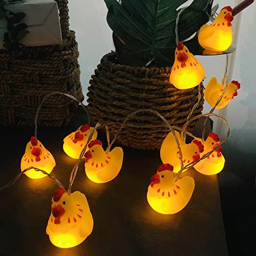 Riaxuebiy Kleine Lichterkette in Kükenform,1,65 m10 warmweiße LEDs Batteriebetrieben mit Timerschalter für Innenbereich, Valentinstag,Weihnachten,Ostern,Geburtstag (Henne) von Riaxuebiy