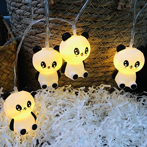 Riaxuebiy Niedlich Panda-Lichterkette, 3 m 20 LED Panda-Lichterkette, USB-betrieben, dekorativ für Innen- und Außenbereich, Schlafzimmer, Hochzeit, Party (3m/20led, Panda) von Riaxuebiy