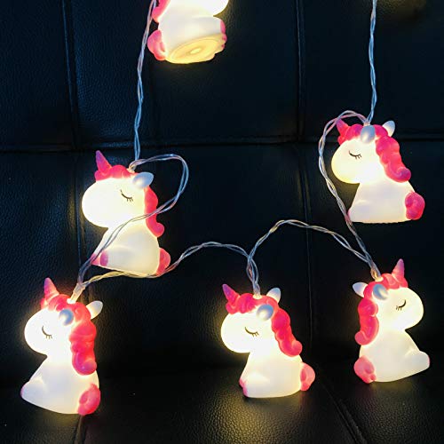 Riaxuebiy Niedliche Rosa Einhorn Lichterketten Einhorn Nachtlicht Batteriebetriebenes für Ostern Weihnachten Kinderzimmer Dekoration (3m/20led, Rosa Einhorn) von Riaxuebiy