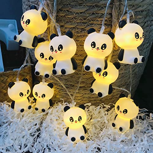 Riaxuebiy Panda Lichterkette Länge Panda Lichterkette Batteriebetrieben für Schlafzimmer Kinderzimmer Weihnachten Hochzeit Ostern Dekor (1,65 m/10 LED, Panda) von Riaxuebiy