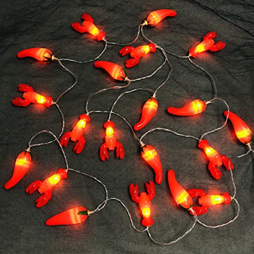 Rot Hummer Chili Lichterkette 9,8 ft 20 LED Hummer Pfeffer Fee Nacht Lampe Für Sommercamping Hochzeits Geburtstag Schlafzimmer Heimparty Party (Batteriebetrieben, Hummer Pfeffer) von Riaxuebiy